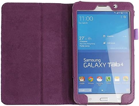 Samsung Galaxy Tab 4 7,0, 7-Инчов калъф, Калъф Tab 4 7,0, Калъф за таблет Samsung 7-инчов ултра тънък Сгъваем калъф-поставка от изкуствена кожа за Samsung Galaxy Tab 4 7 7,0 таблет SM-T230 SM-T231 SM-235, Лилаво