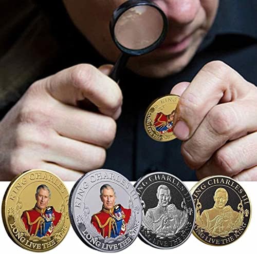 Монети за Коронацията на крал Айничи Чарлз III, Сувенири за Коронацията на Крал Карл III 2023, Възпоменателна Монета, Златен Британски Крал, Цветен Стереотисненая Статуя на Чарлз, Метални Монети Великобритания за Колекционери