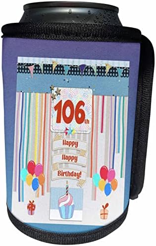 Триизмерен образ на етикет на 106-ти рожден ден, Торта, Свещи. - Опаковки за бутилки-охладители (cc-360416-1)
