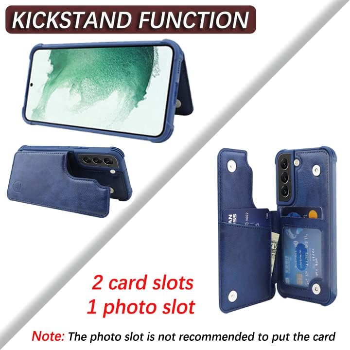 Чанта-портфейл Galaxy S22 + Plus, Калъф-Награда от естествена кожа VANAVAGY, Подходящ за Магнитно закрепване с Автомобилен RFID заключване, Отделения за кредитни карти, Поставка