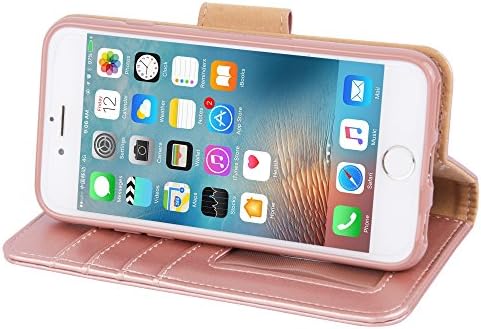 Калъф Arae за iPhone 6s /Iphone 6, чанта-портфейл от изкуствена кожа premium [Каишка за китката] с панти капак-фолиантом [Функция на каботажните] с джобове за документи за самоличност и кредитни карти за iPhone 6s /