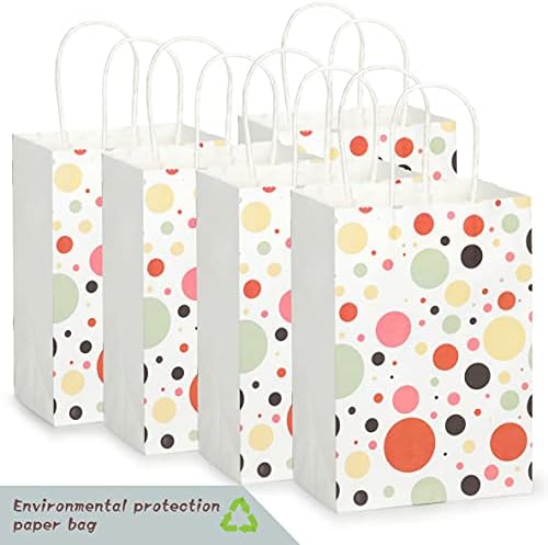 Хартиени Подаръчни торбички UCIBO Color Dot - 25шт Хартиени торби с размер 5x3,75x8, Чанти за пазаруване, изработка на опаковки, Опаковки за продажба на дребно, Хартиени Подаръчни торбички на Едро с дръжки, Чанти за