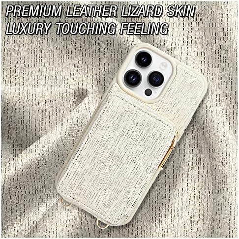 Чанта-портфейл е Предназначен за iPhone 14 Pro Max, ZVEdeng RFID Блокиране на Чантата с цип джоб с Отделения за карти, Калъф с Каишка през рамото си, устойчив на удари Кожен калъф за iPhone 14 Pro Max 6,7 от кожата