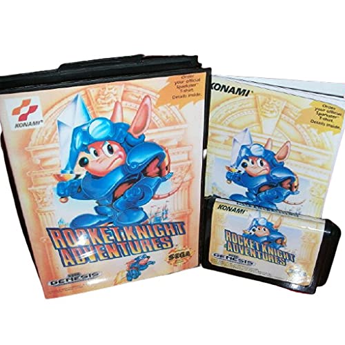 Aditi Rocket Knight Приключения на САЩ Калъф с предавателна и ръководството За игралната конзола Sega Megadrive Genesis 16 бита MD Card (Японски калъф)