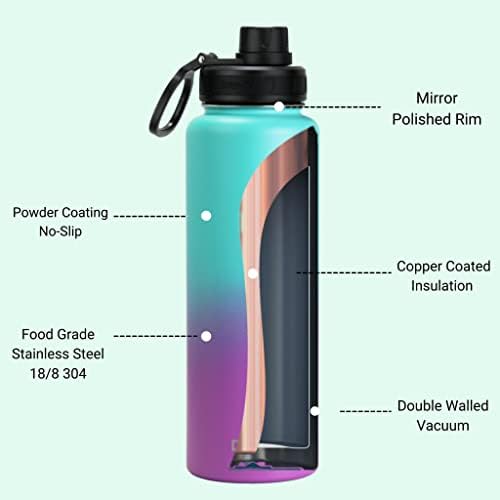 Бутилка за вода DRINCO от неръждаема стомана с накрайник и капак, бутилка за вода с двойни стени с вакуумна изолация, с широко гърло (40 грама 32 грама 22 грама 18 унции 14 унция), Запечатани, запазва се студено, спорт,
