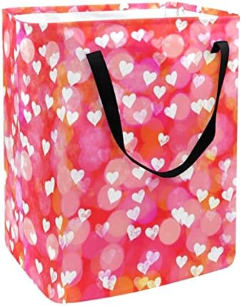 Кошница за дрехи Kapotofu с дръжка, Розова Романтична Сгъваема Голяма Памучен Кошница за Съхранение на Дрехи с Шарките на Сърцето Dream Love