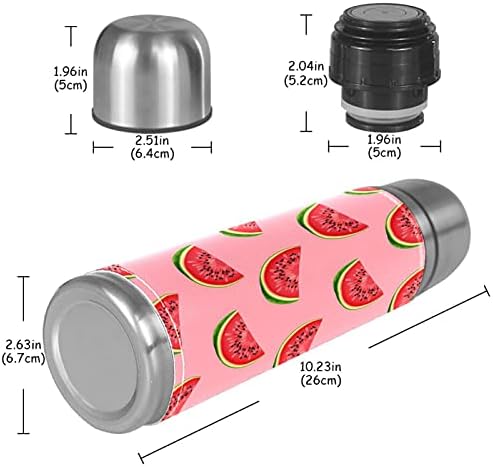 Термос с вакуумна изолация от Неръждаема Стомана с Шарени Розово Диня, 16 унции, Множество Запечатани Бутилка за вода, без BPA с покритие, запазва топлината или студа