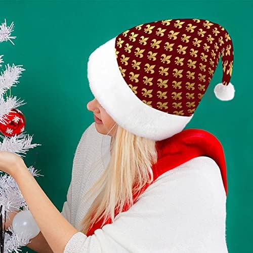 Коледна шапка с модел от дамасской тъкан, удобна класическа коледна шапка за възрастни унисекс коледно парти
