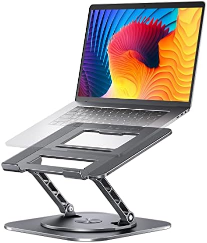 AOEVI Регулируема Поставка за преносим компютър, с Въртяща се основа на 360 градуса, Компютърна Поставка за лаптоп, Ергономична Сгъваема Поставка за лаптоп на масата, Съвместима с лаптоп MacBook Pro/Air до 16 инча,