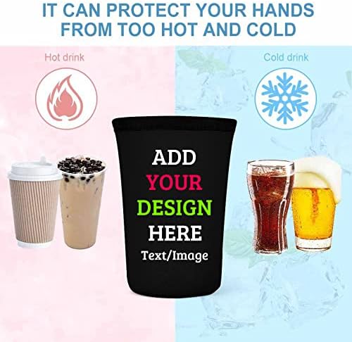 Обичай Многократна употреба Ръкави за кафе с Лед, Персонални Неопреновый Изолационен Ръкав с вашия Фототекстом, Индивидуален Ръкав за чаши за Студени напитки, 3 опаковки