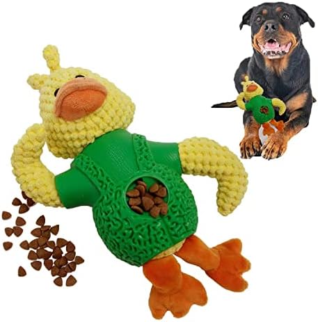 GRAPMKTG Дъвчене играчка за кучета, Играчки за агресивни Жевунов, Здрава Голяма Гумена играчка за Кученце (Жълто-зелена уточка)
