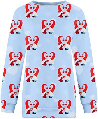 NOKMOPO Дълги Блузи за жени, Дамски тениски с принтом Любовта на Свети Валентин, през Цялата силует, Дълъг Ръкав, Hoody