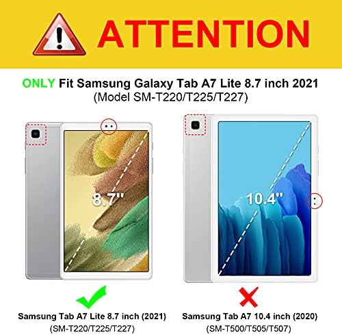 Удароустойчив калъф Fintie за Samsung Galaxy Tab A7 Lite 8,7 см, модел 2021 (SM-T220/T225/T227), здрав едно Парче Хибриден калъф-броня Tuatara с вградена защита за екрана, черен