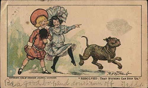 Бъстър Браун и неговото куче Rv Af Аутко, оригинални антични картичка 1907
