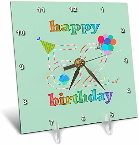 3. Поздравления за 52-ия рожден ден торта със свещ, балони, шапка. - Настолни часовници (dc_351670_1)