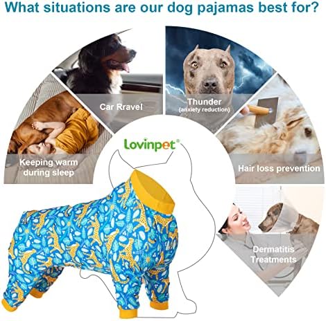 Пижами LovinPet Звученето Mix - Риза за облекчаване на безпокойството на домашни животни, Защита От Слънцето, Пижами за кучета, Удобна Материя, Ярък Леопардовый принт, Пи?